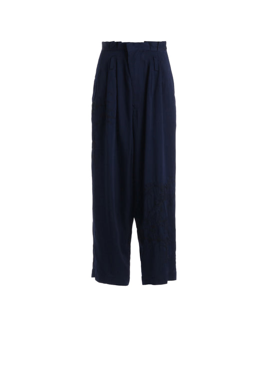 CU/ DUNGAREE TWILL BOTANICAL WIDE PANTS
