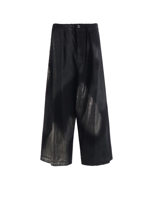 8OZ DENIM FOIL PRINT FRONT TUCK WIDE PANTS