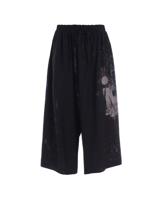 CUPRO/DUNGAREE ASYMMETERIC GATHERED PANTS