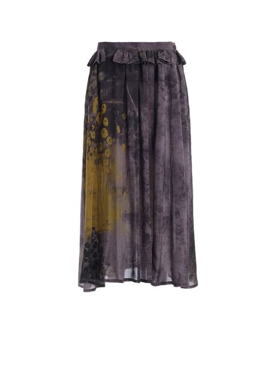 LEOPARD CUPRO GATHER SKIRT