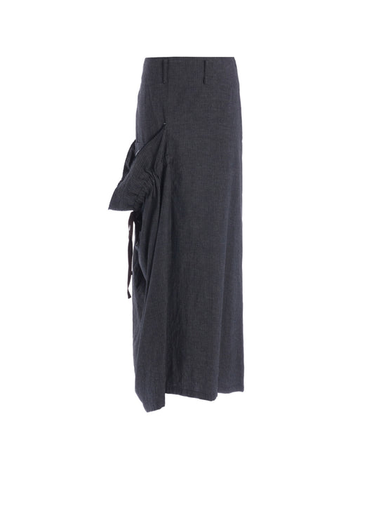 HERRINGBONE DENIM RIGHT SIDE GATHER SKIRT