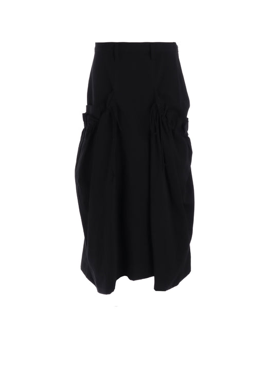 COTTON FLAX GABARDINE GATHER CLOTH SKIRT