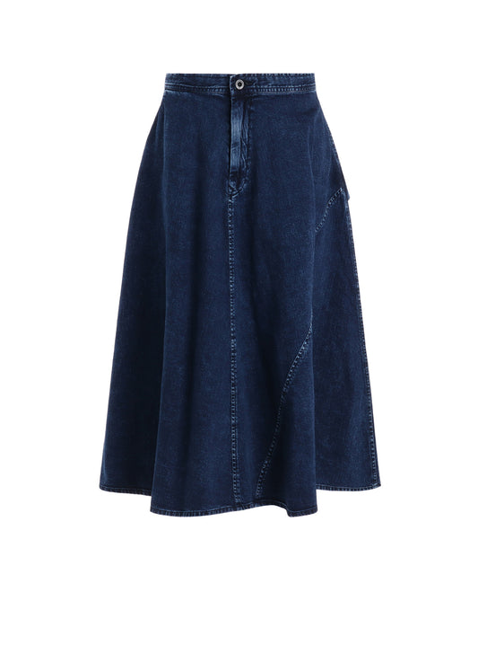 8OZ DENIM CHEMICAL WASH POCKET FLARE SKIRT