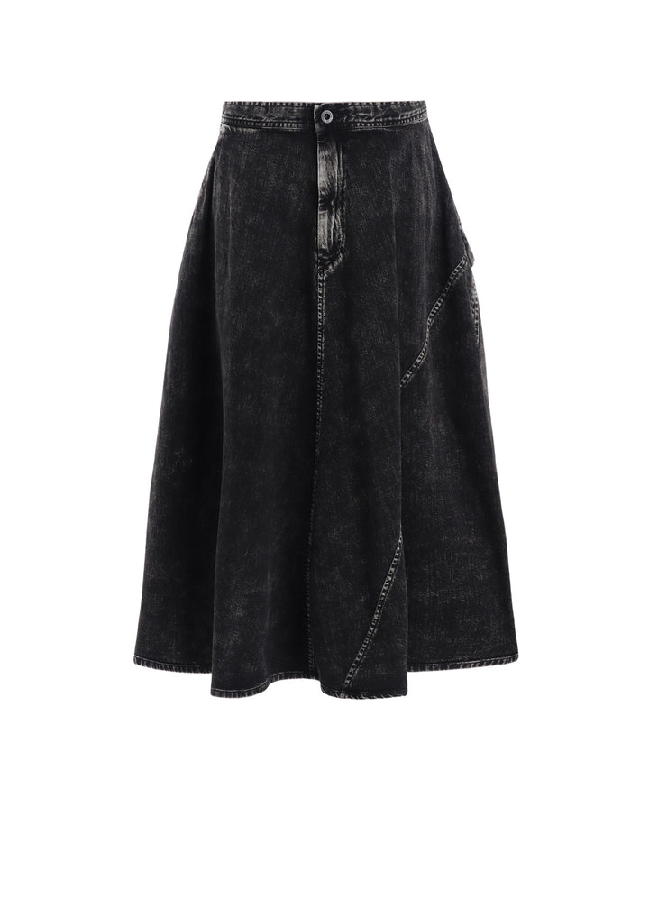 8OZ DENIM CHEMICAL WASH POCKET FLARE SKIRT