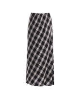 CUPRO SPUN PLAID ELASTIC WAIST SKIRT