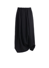 WOOL GABARDINE TUCK SKIRT