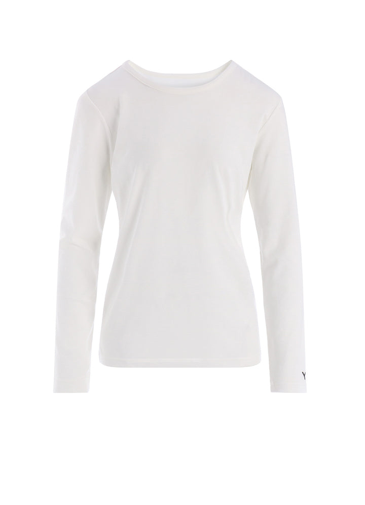 "Y" EMBROIDERY ROUND NECK LONSLEEVE TEE