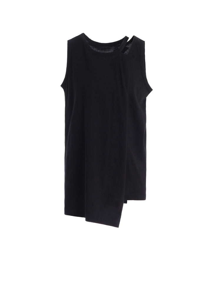 COTTON JERSEY ASYMMETRIC SLEEVLESS TEE
