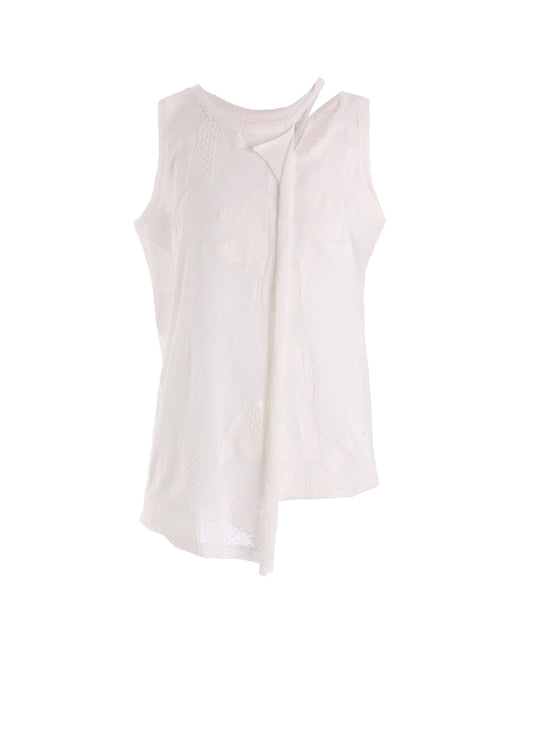 CRUSH JACQUARD ASYMMETRIC SLEEVLESS TEE