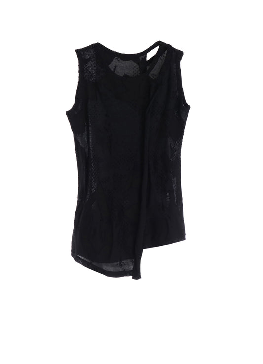 CRUSH JACQUARD ASYMMETRIC SLEEVLESS TEE