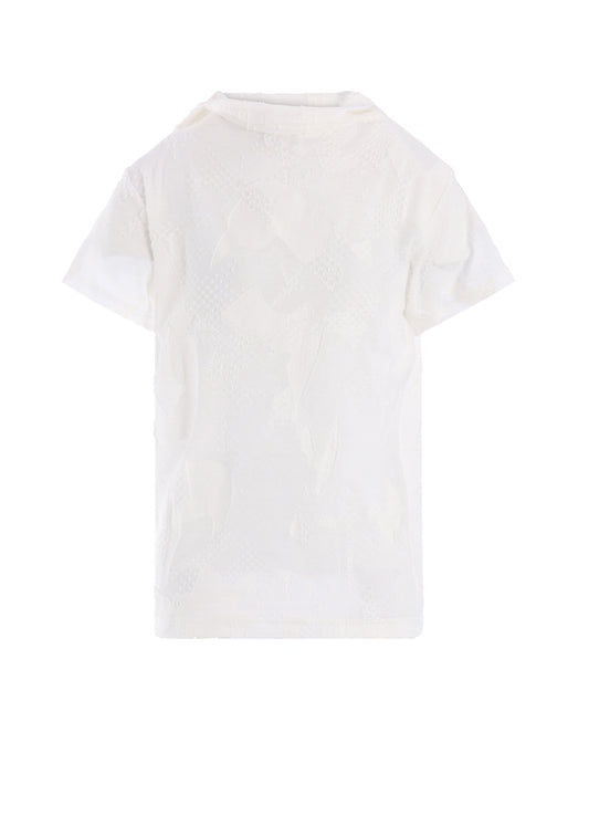CRUSH JACQUARD OFFNECK SHORT SLEEVE TEE