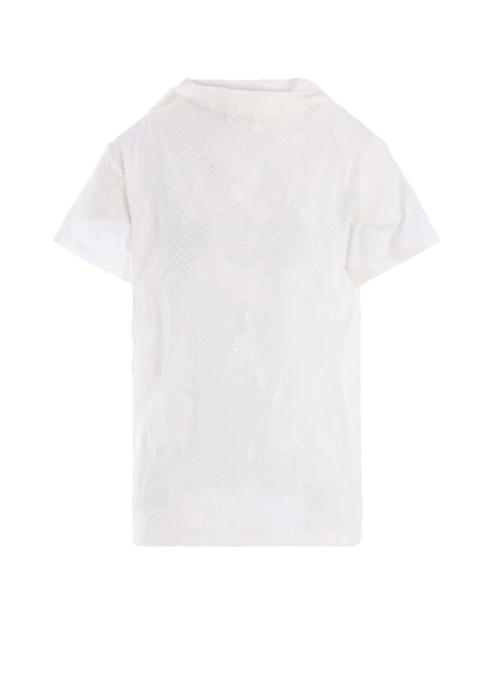 CRUSH JACQUARD OFFNECK SHORT SLEEVE TEE