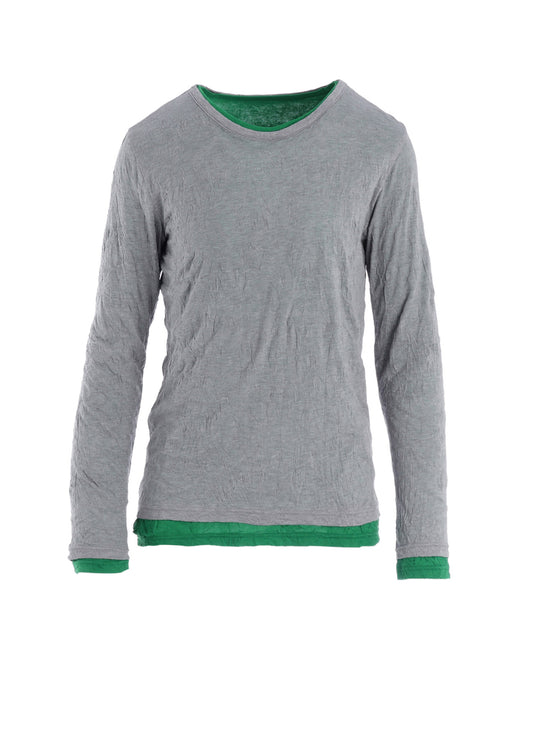 COTTON JERSEY DOUBLE LONG SLEEVE TEE