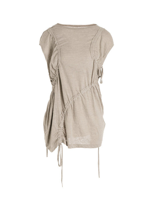 LINEN JERSEY SHIRRING TEE