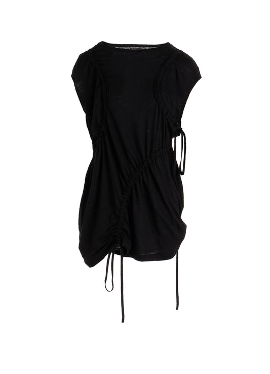 LINEN JERSEY SHIRRING TEE