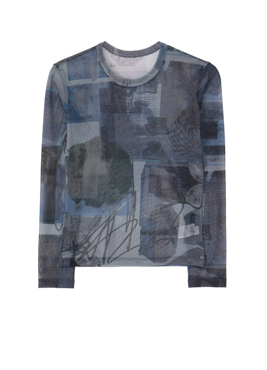 TULLE VASE COLLAGE PRINT LONG SLEEVE TEE