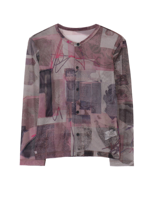 TULLE VASE COLLAGE PRINT CARDIGAN