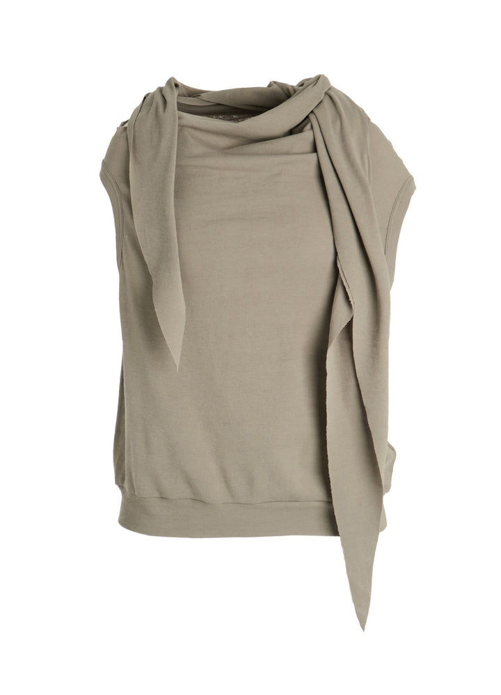 COTTON GAUZE FRAISE DRAPE TIE SLEEVELESS TEE