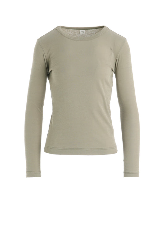 COTTON GAUZE FRAISE ROUND NECK LONG SLEEVE TEE