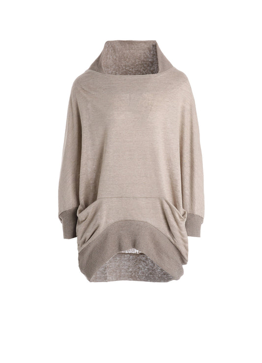 LINEN JERSEY LOOSE FIT POCKET PULLOVER