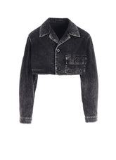 8OZ DENIM CHEMICAL WASH SHORT BLOUSON