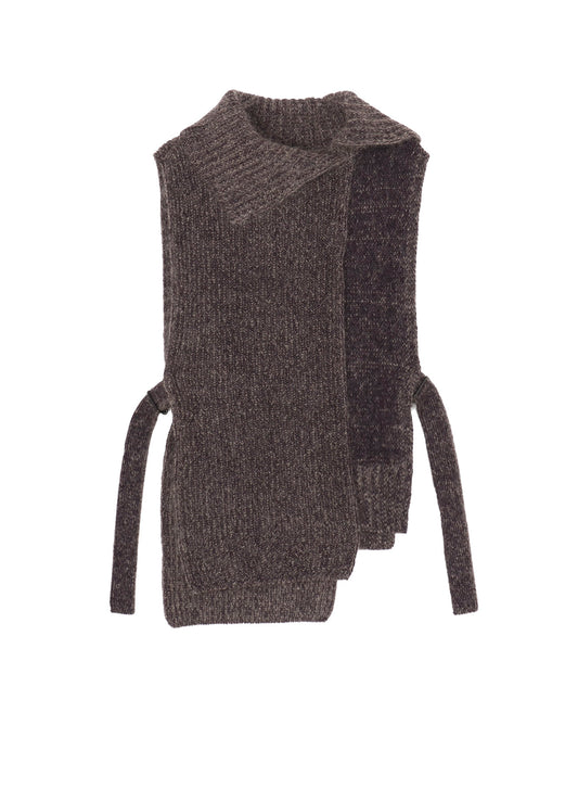 MOHAIR WOOL COMBINATION KNIT VEST