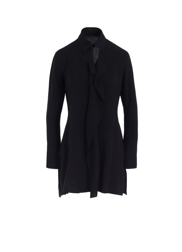 HARD-TWIST SERGE SHIRT WITH DRAPED FRONT PANEL