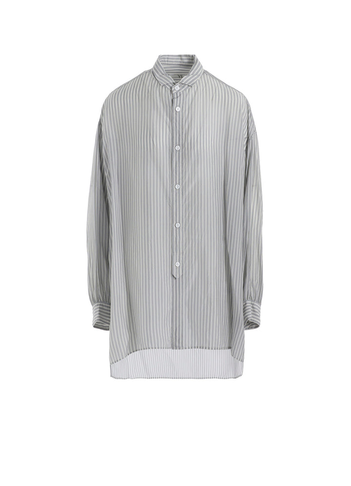 CUPRO STRIPE DESIGN COLLAR BIG BLOUSE
