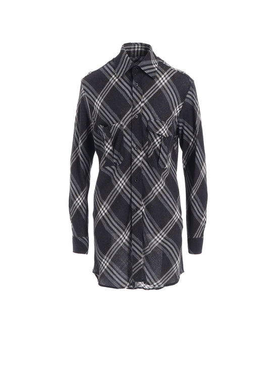 GAUZE PLAID SHOULDER LOOP BLOUSE