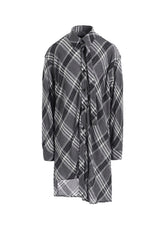 GAUZE PLAID HANGING PLACKET BLOUSE
