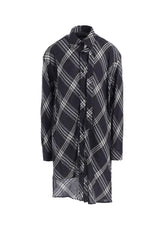 GAUZE PLAID HANGING PLACKET BLOUSE