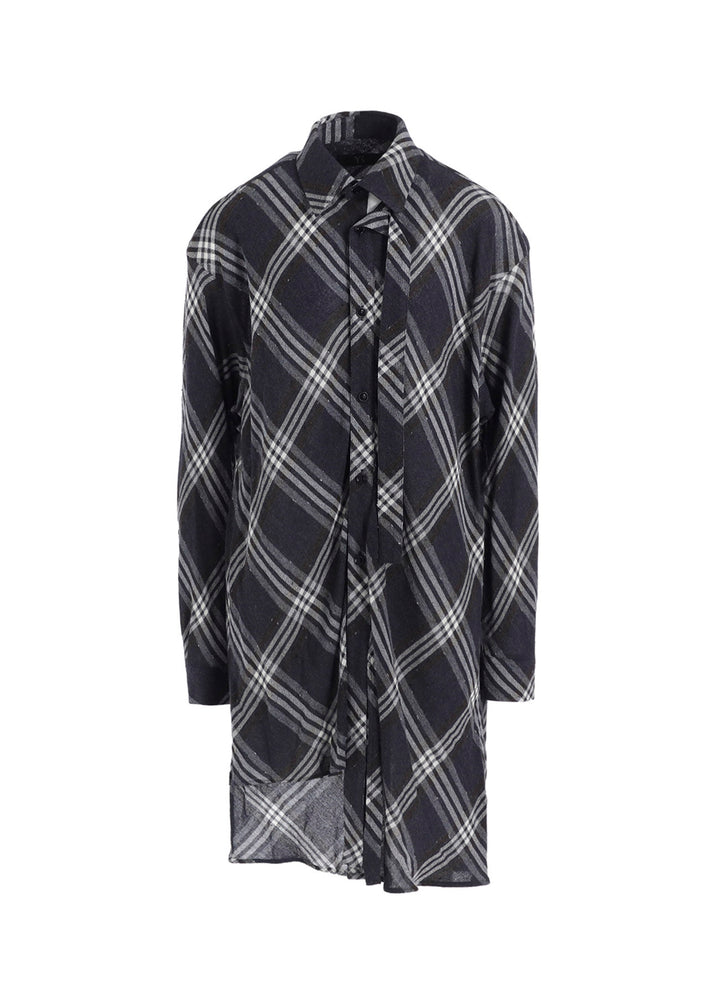 GAUZE PLAID HANGING PLACKET BLOUSE
