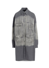 SPOTTED DENIM BIG GOWN BLOUSE