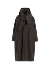 COTTON/FLAX MOLESKIN DETACHABLE HOODIE COAT