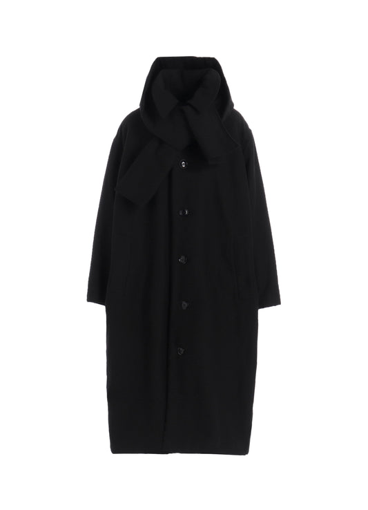 COTTON/FLAX MOLESKIN DETACHABLE HOODIE COAT
