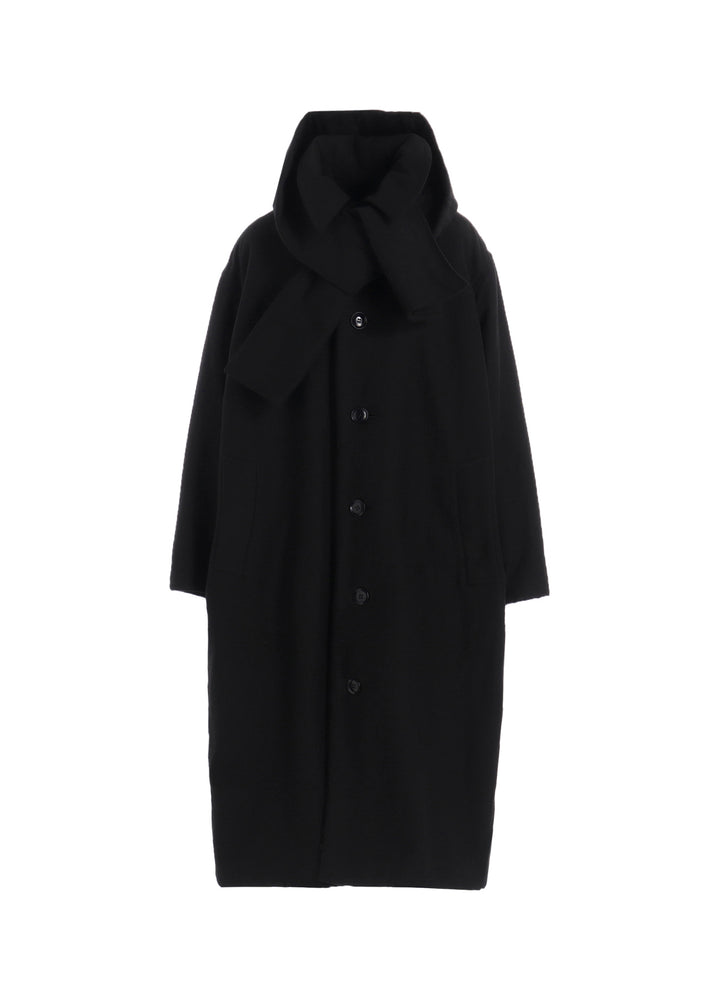 COTTON/FLAX MOLESKIN DETACHABLE HOODIE COAT