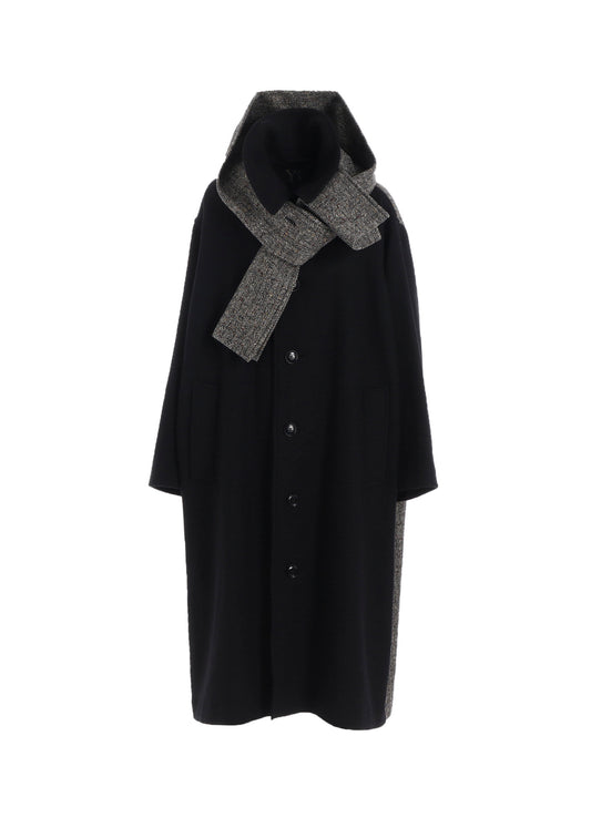 BIG HERRINGBONE DETACHABLE HOODIE COAT