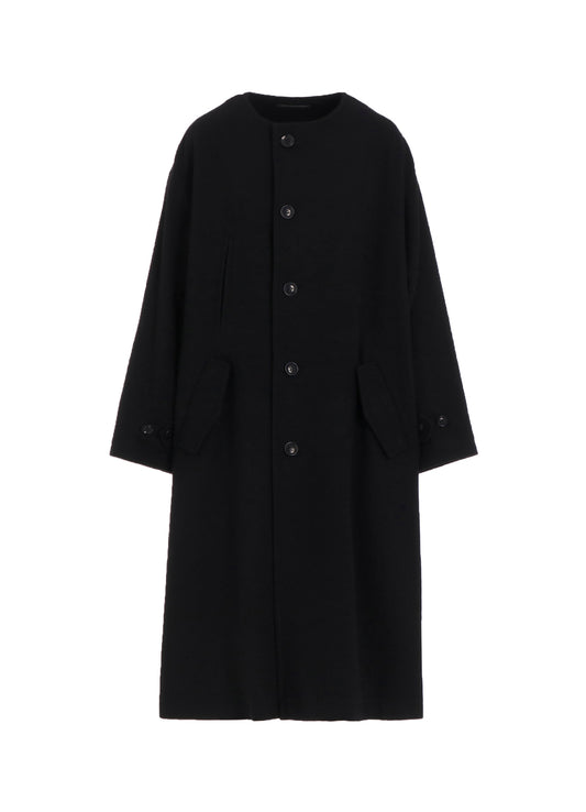 TOP VINTAGE FLANNEL COLLARLESS COAT