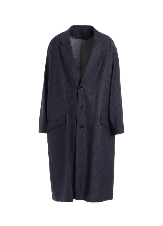 6OZ DENIM GARMENT FINISH 3-BUTTON TAILORED COAT