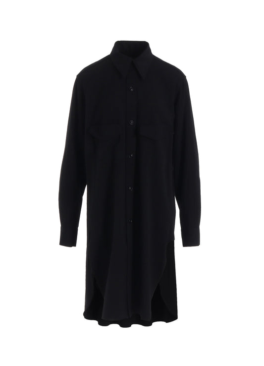 WOOL BREND TWILL MILITARY SHIRT DRESS