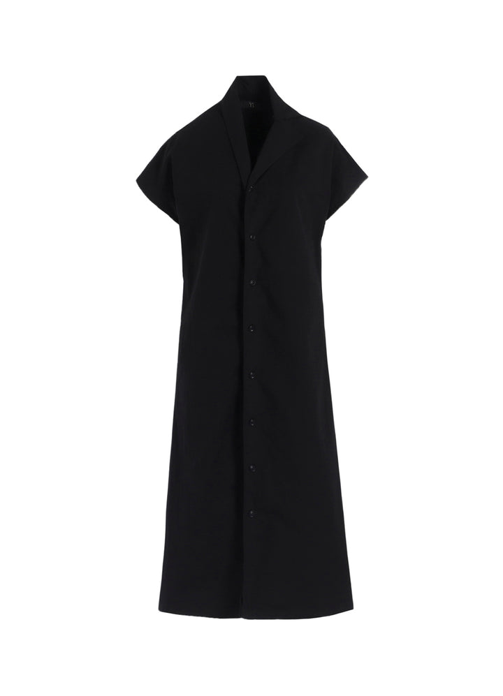 COTTON TWILL GARMENT DYE FRENCH SLEEVE DRESS