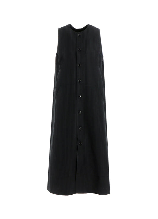 VISCOSE TWEED STRIPE FRONT OPEN DRESS