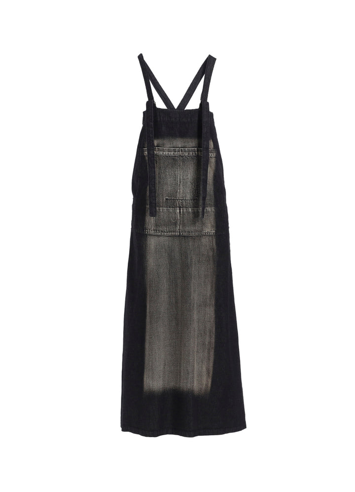 SPOTTED DENIM SALOPETTE SKIRT