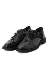 RAW-EDGE LEATHER DERBY SHOES