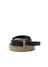 LEATHER/COTTON TWILL DOUBLE BELT