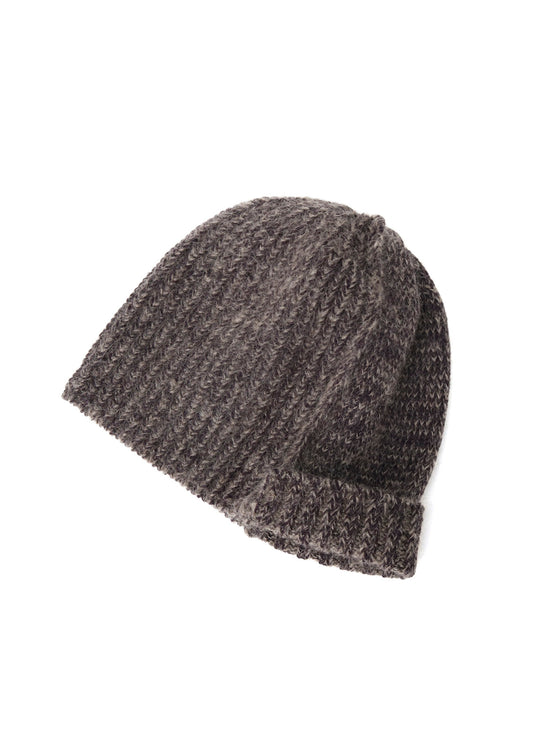 MOHAIR WOOL COMBINATION KNIT BEANIE