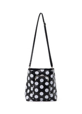 COW LEATHER METAL CLASP POLKA DOT TOTE BAG