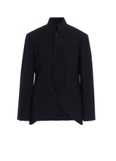 VISCOSE TWEED STRIPE STAND COLLAR JACKET