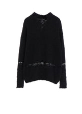 THICK SLUB JERSEY CURLED COLLAR PULLOVER