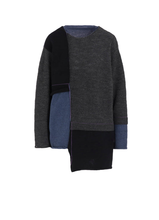 PATCHWORK CREW NECK PULLOVER